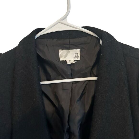 LRA Asymmetrical Black Wool Blend Open Front Coat Size M Waterfall Fall - Picture 5 of 10